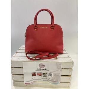 MICHAEL KORS, LARGE CORAL DOME LEATHER CROSSBODY BAG